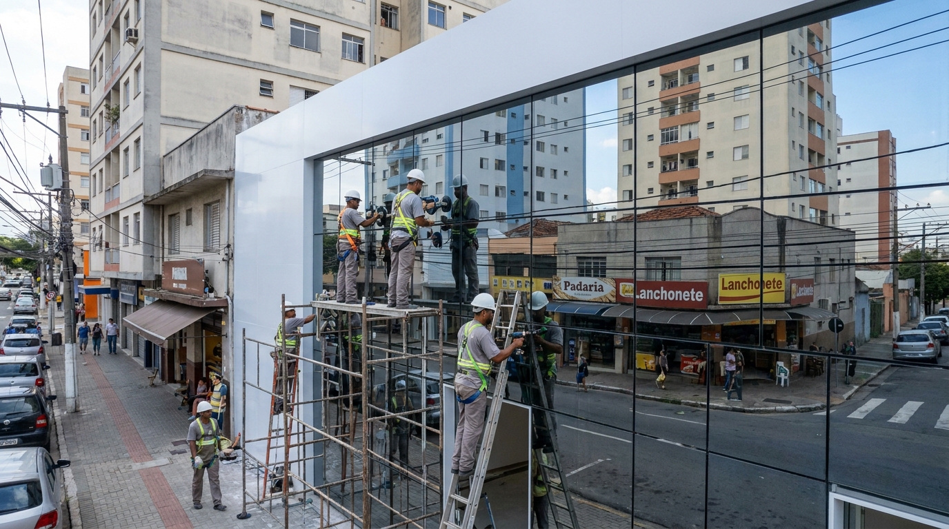 Fachada espelhada em esquina em Ubatuba-SP